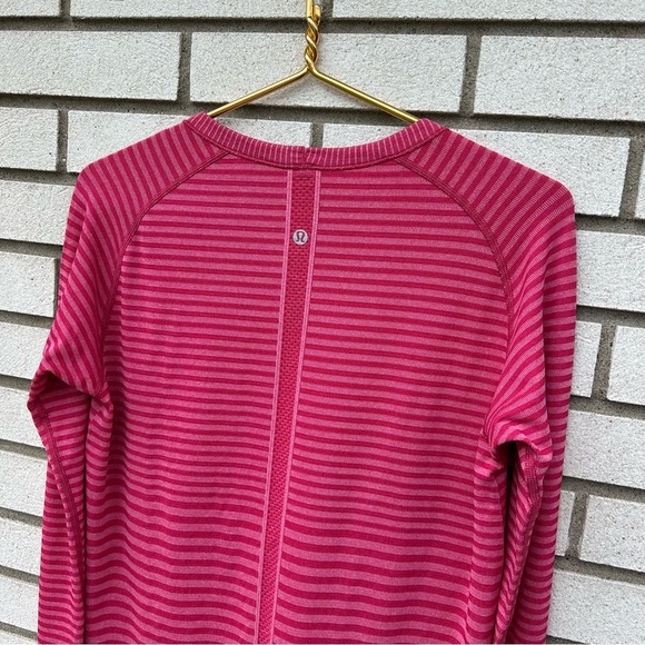 Lululemon Swiftly Tech Long Sleeve Crew Heathered Berry Rumble Pink Striped - Picture 7 of 12
